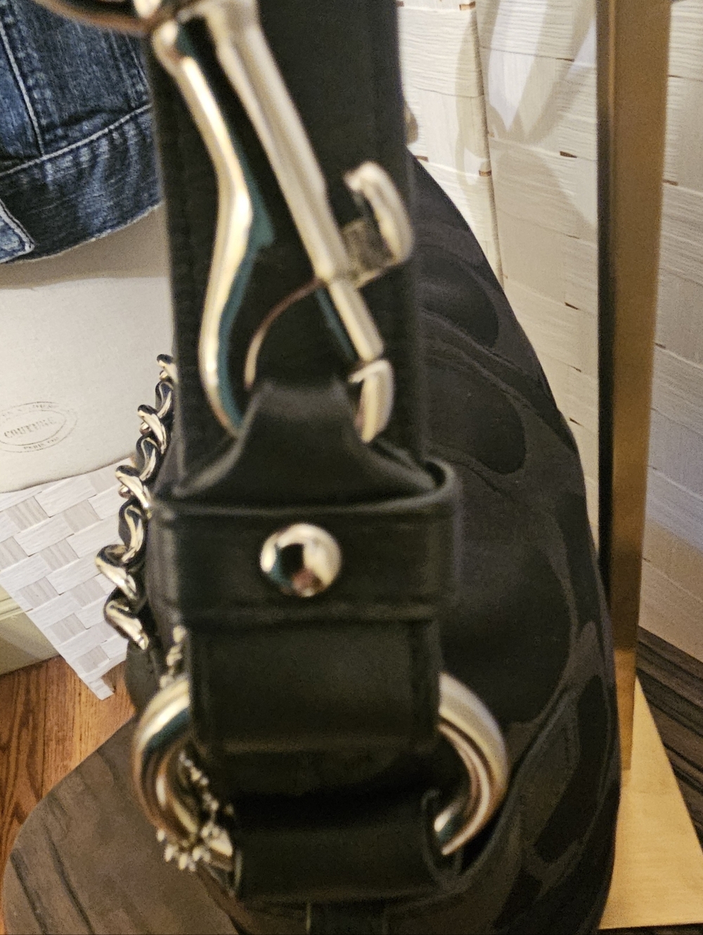 Coach Signature Chain Duffle Bag – Style F19730 Black Canvas With Leather - Picture 11 of 12